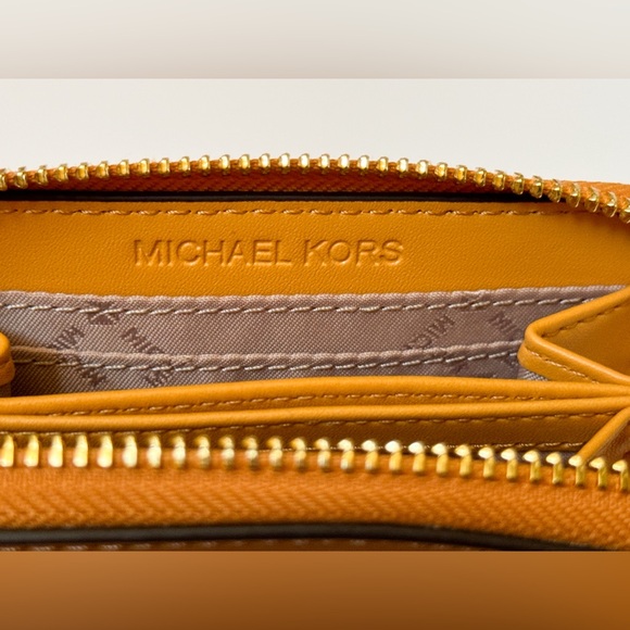 Michael Kors Jet Set Travel Card Case Wallet Colorblock Golden Rod Multi - Picture 7 of 9